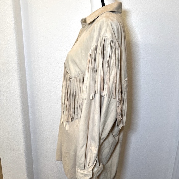 Saks Fifth Ave 100% suede top with fringe- vintage buttery soft amazing luxury - Picture 5 of 17
